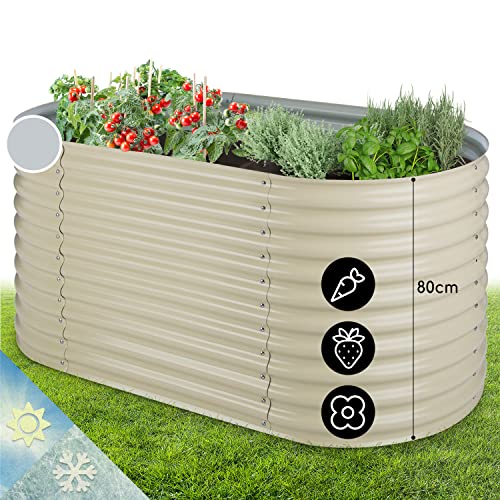 blumfeldt Cama de Cultivo Elevada de Metal para Jardín, Jardinera de Exterior para Huerto, Hierbas, Flores y Verduras, Kit de Bancal de Acero 804 L, Resistente a la Intemperie y Antioxidante, 1,6 m