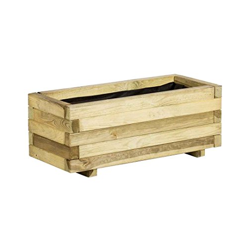 CATRAL Jardinera Rectangular Dora Madera para Jardín y Terraza 90X40X33CM