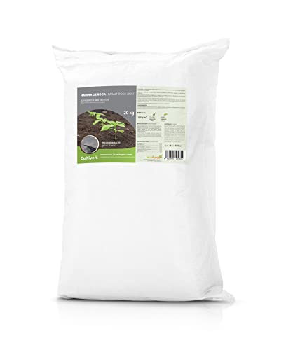 CULTIVERS Harina de Roca 20 kg Mineral Fertilizante de Basalto | Silicio 46% Hierro 12% Calcio 11% y Magnesio 9% Microelementos para Mejorar Suelos Fortaleza Resistencia al Estrés y Salud