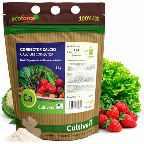 CULTIVERS Abono de calcio ecológico 1 kg | Fertilizante soluble para cultivos hortícolas, frutales y árboles | Aporte de calcio para suelo y aplicación foliar