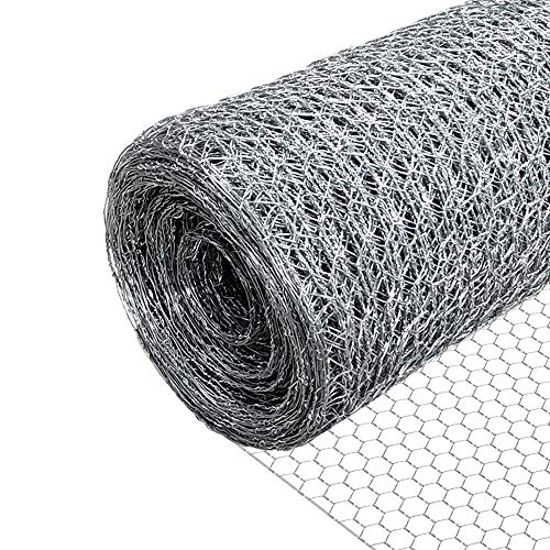 VOUNOT® Red Alambre Hexagonal, Rollo Malla Metalica, Tamaño de Malla 25mm, 100 cm (H) x 25 m (L), Galvanizado, Plata