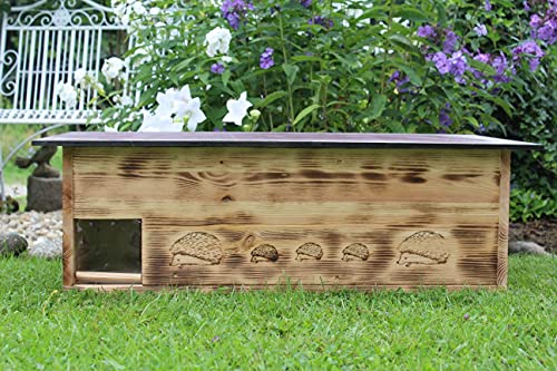Casa para erizos XXXL (IG6), con entrada de laberinto y puerta para ratas, con suelo y apertura de techo extraíble para facilitar la limpieza, incluye 2 cuencos de alimentación (quemados)