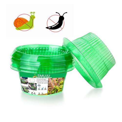 【12 Piezas】Cuello de Caracol, Anillo de protección contra Caracoles, Cuello de plástico para Plantas anillos de ensalada - Protege las plantas de los daños de los animales, Ø 24 cm, Verde (12 Piezas)