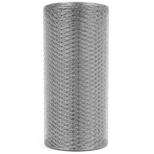 Flonatur Malla gallinero 1x50m hueco 50mm hexagonal de zinc galvanizada triple torsión metálica, (1x50m-Hueco 50mm, Plateado)