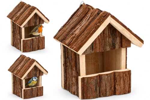 Flamingo Caja Nido Cortesa Gancha Madera - 15.5x13x20cm - Resistente a la Intemperie - Madera de Pino Certificado FSC